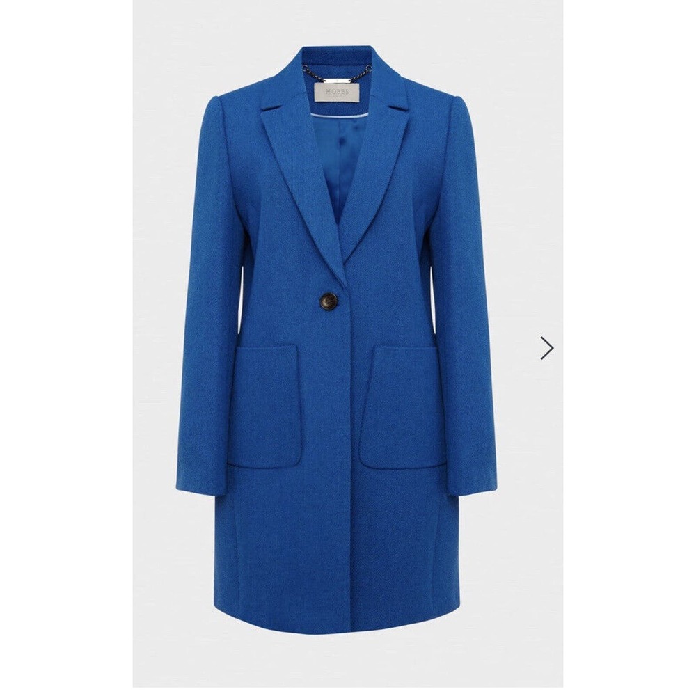 Hobbs Corina coat azure blue size 2 Wool Blend NWT